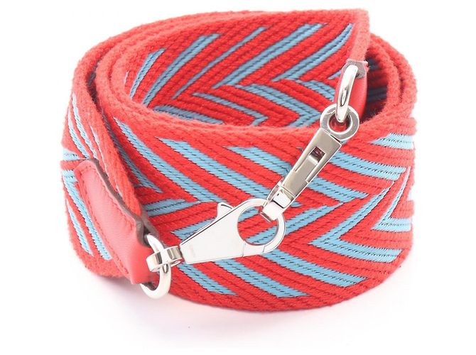 Hermès Hermes Bandoulière Sangle Zigzag Shoulder Strap Silvery Red Blue