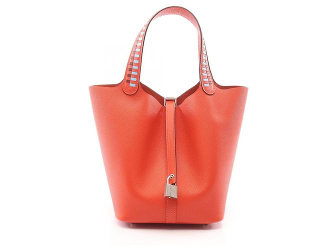Hermès Sac à main Hermes Picotin Lock MM Marron Rouge Bleu Orange
