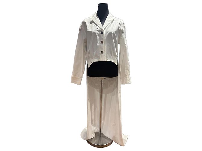 Chanel Vestido camisa longo em algodão branco