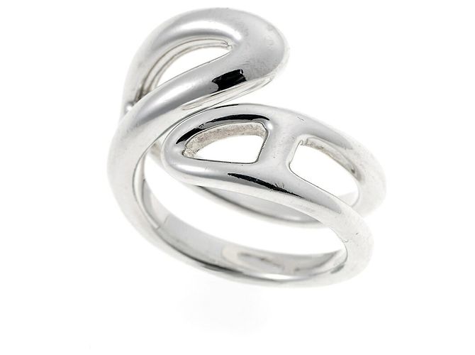 Hermès Hermes Chaine d'Ancre Punk Twist Ring in Silber