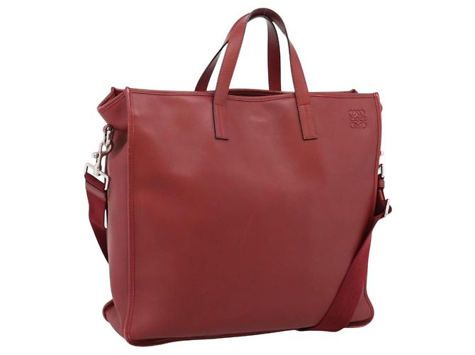 LOEWE Handtasche aus Leder 2way rot silber authentisch 205076