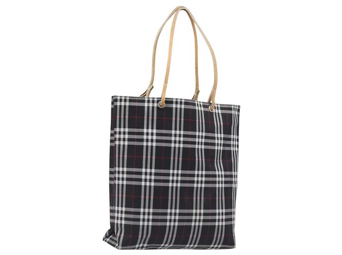 BURBERRY Nova Check Tote Bag Canvas Black Silver Auth 203633 Schwarz Silber