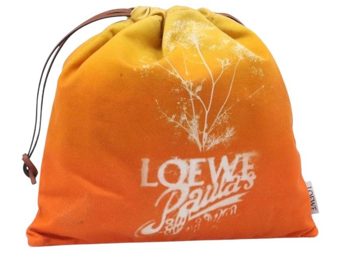 LOEWE Parauzui Visa Collaboration Purse Pouch Canvas Orange Auth 203609