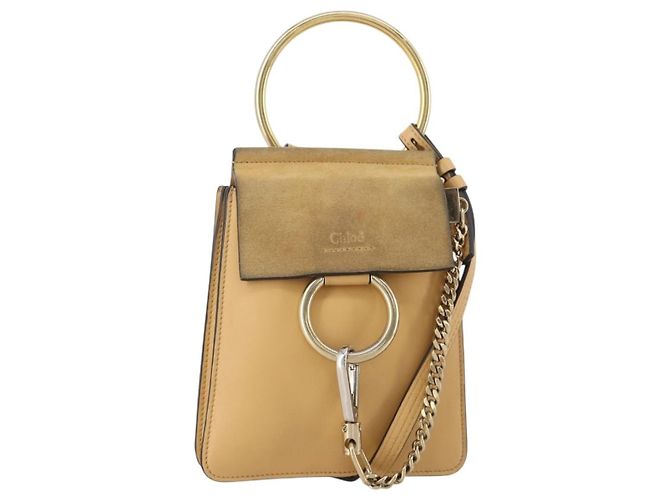 Chloé Sac à épaule Chloe Fay Daim Beige Doré Auth 201285