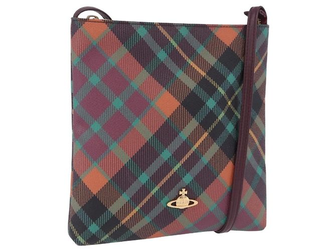 Borsa a tracolla Vivienne Westwood PVC Leather Multicolor Gold Auth 204037A Multicolore D'oro