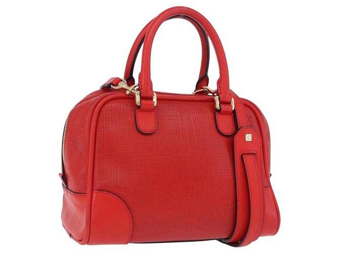 Bolsa de mão LOEWE em couro 2way vermelha tom dourado Auth ka6204V Vermelho