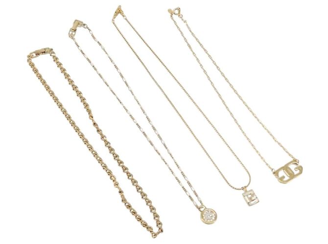 Collana GIVENCHY Metallo Set da 4 Tono Oro Auth SW2857