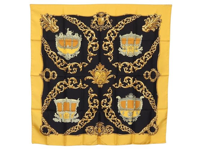 Hermès Foulard HERMES Carre 90 Seta Giallo Auth 199714M