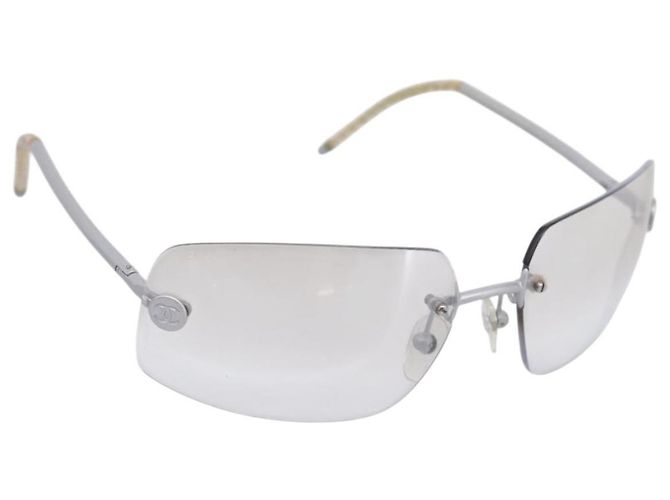 Gafas CHANEL metal Silver CC Auth 201529M Plata
