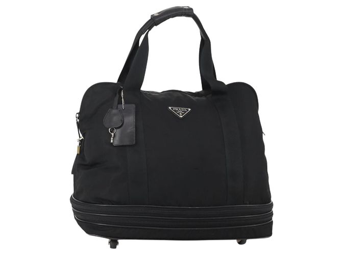 Borsa Boston PRADA Nylon Nero Argento Auth 201310