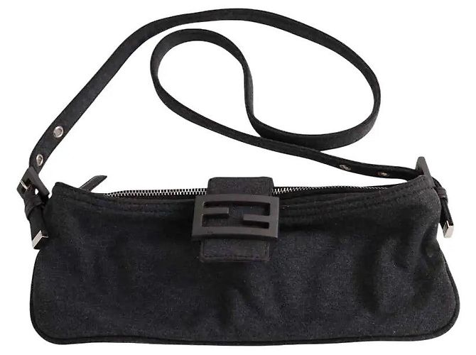 Fendi Baguette-Schultertasche anthrazit Anthrazitgrau
