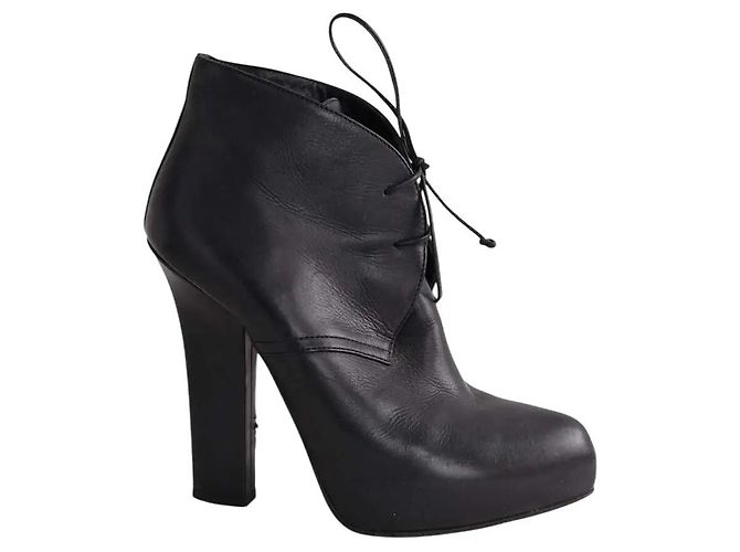 Bottega Veneta Stivali stringati in pelle neri Nero