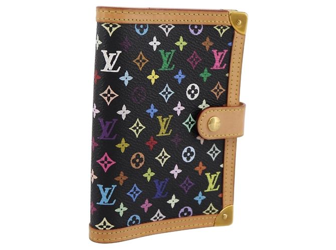 LOUIS VUITTON Monogram Multicolor Agenda PM Planner Black R20895 Auth BA15508V