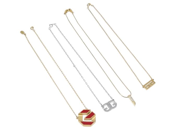 Collar GIVENCHY Metal Set de 4 Plateado y Dorado Auth SW2856 Plata