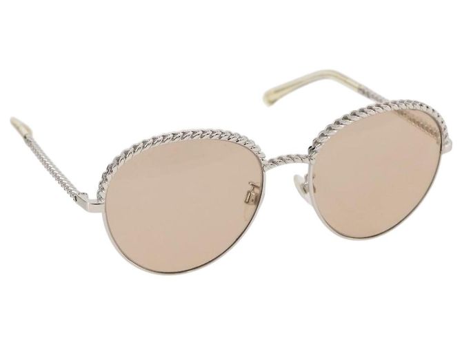 CHANEL Sonnenbrille Metall Gold CC Auth 204787M Golden