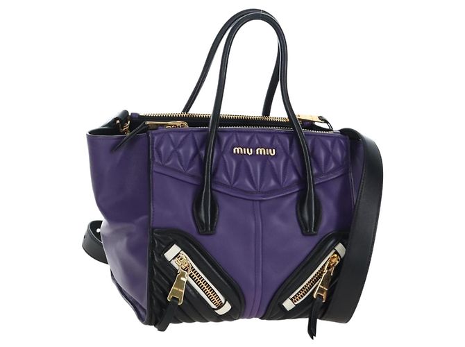 Borsa a mano Miu Miu in pelle 2way Viola Oro Auth 203786V D'oro Porpora