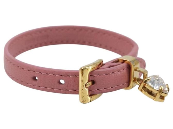 Pulseira Miu Miu em couro rosa tom dourado Auth ar14251V