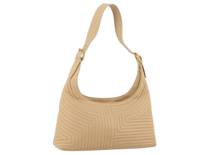 BALLY Shoulder Bag Leather Beige Gold Auth 204860A Golden