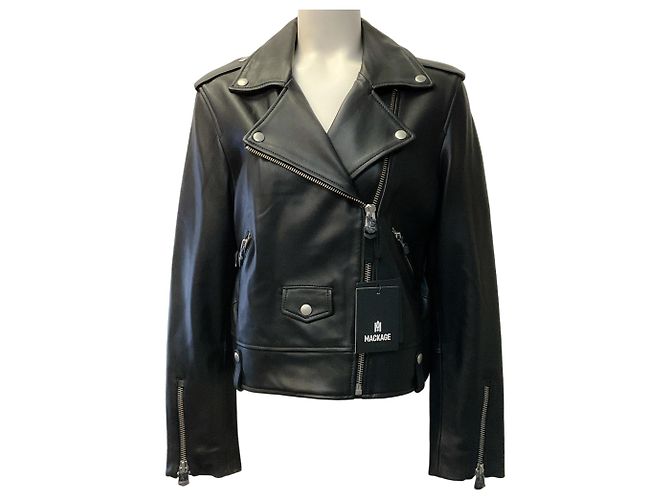 Mackage Black Leather Baya Moto Jacket