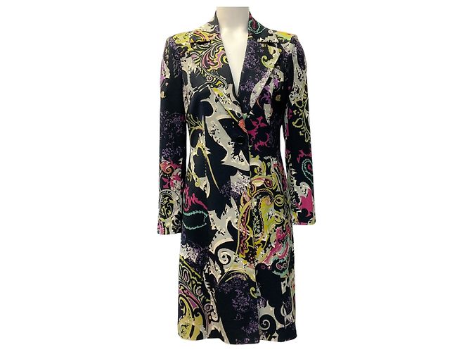 Cappotto Etro Black Multi Paisley Multicolore