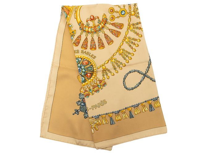 Foulard di seta Hermès Parures des Sables Beige 90