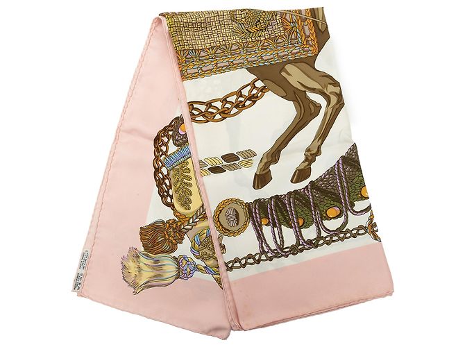 Lenço de Seda Hermès Le Timbalier Rosa 90 Scarves