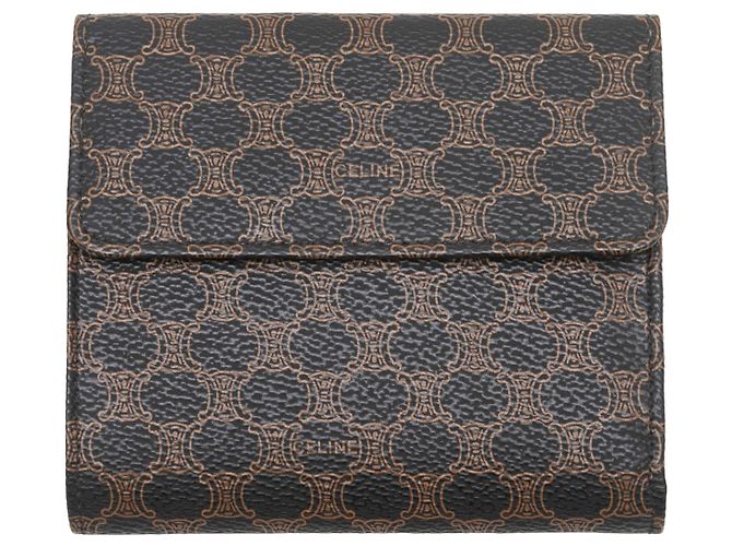 Autre Marque Vintage Black & White Celine Macadam Folding Wallet Brown
