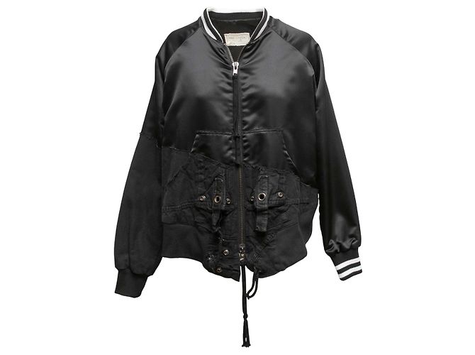 Chaqueta Bomber Patchwork Greg Lauren Blanco y Negro Talla US S