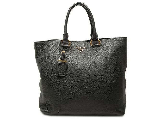 Borsa tote convertibile Prada Vitello Phenix nera Nero