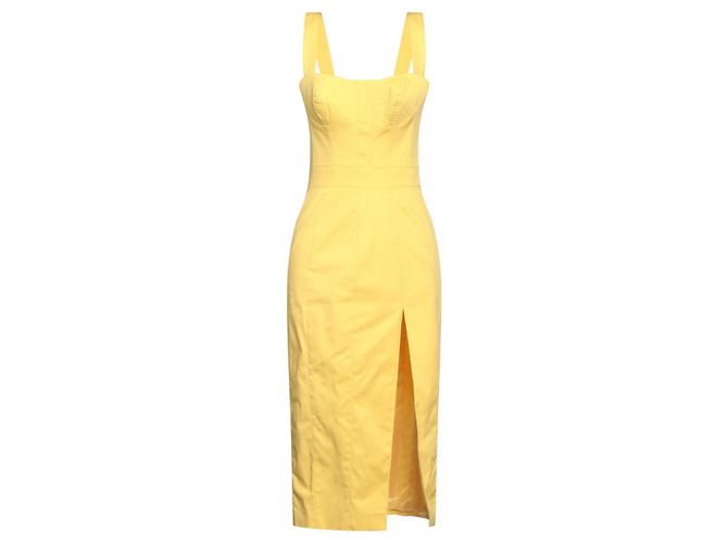 Autre Marque Veronica Iorio Vestido midi de algodón amarillo con abertura