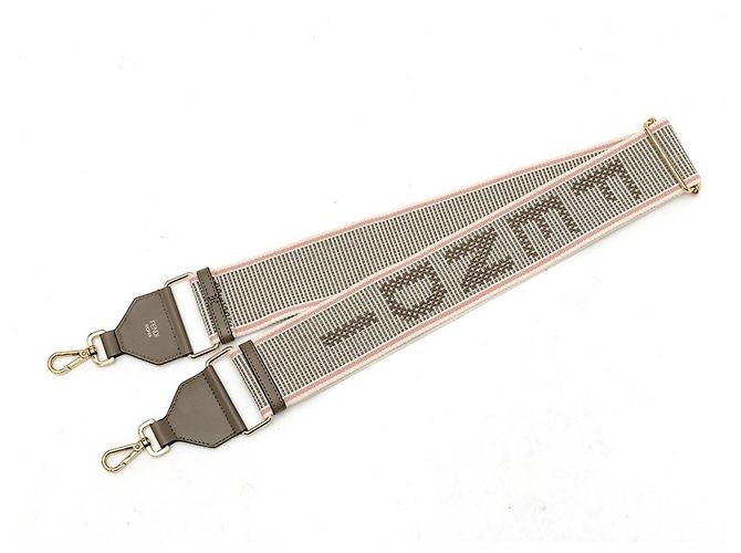 Fendi Strap You Shoulder em lona/couro rosa e branco