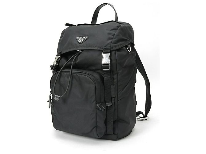 Mochila Prada em couro Saffiano e Re-Nylon Preto