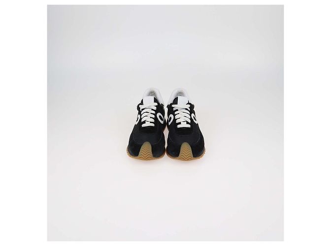 Sneakers basse Flow Runner Loewe in camoscio e nylon Nero, Bianco