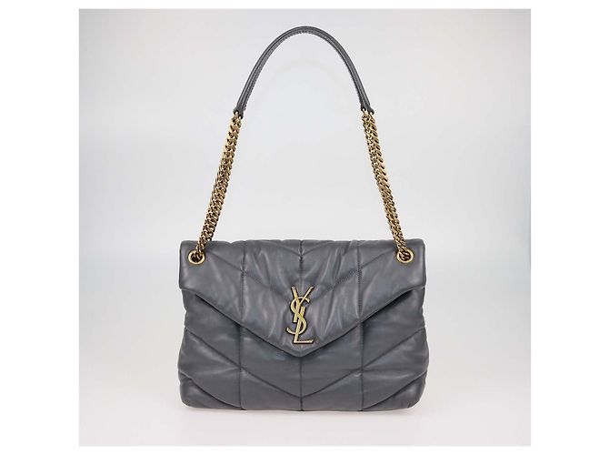 Autre Marque Borsa a tracolla Loulou Medium in pelle matelassé grigia Saint Laurent Grigio