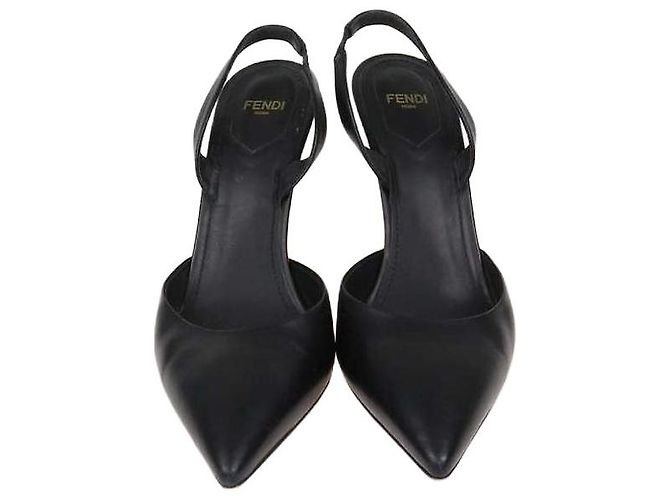 Fendi Black Leather First Slingback Pumps