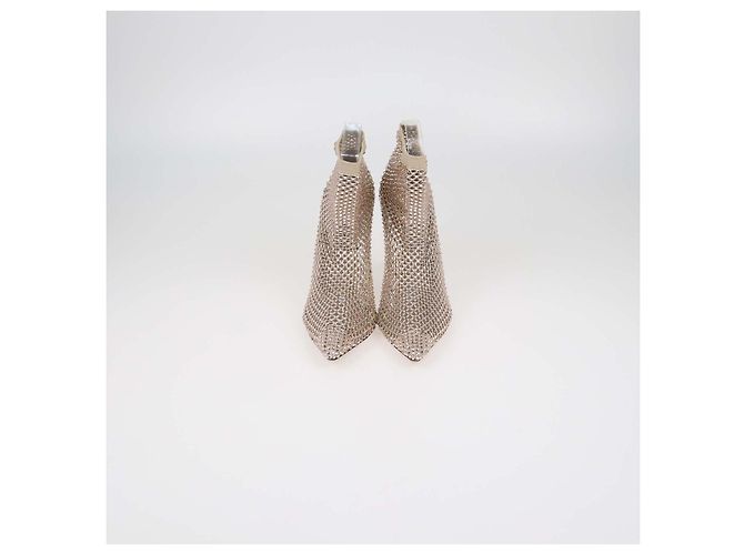 Décolleté Le Silla Gilda Socks in mesh beige e cristalli