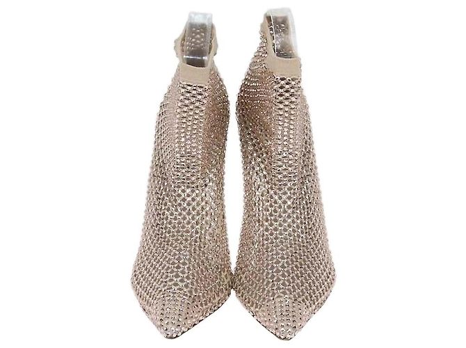 Le Silla Beige Mesh Crystal Gilda Socks Pumps