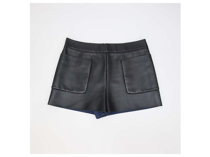 Balenciaga Mini Short in pelle nera con 2 tasche Nero