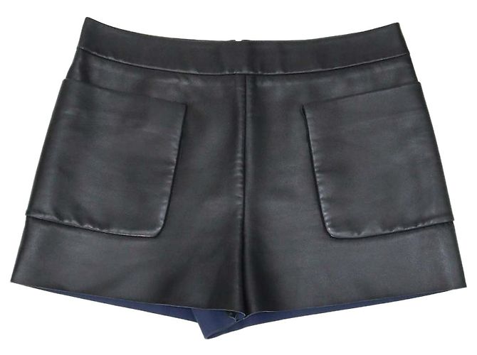 Balenciaga Mini Short em couro preto com 2 bolsos