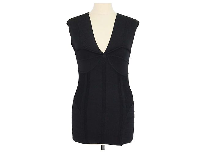 Top sem mangas em malha de viscose mista Just Cavalli preto com decote em V