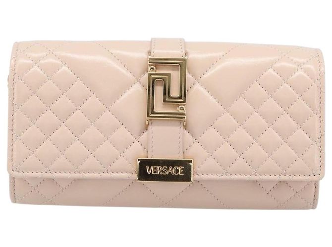 Versace Greca Goddess Convertible Clutch Leather Mini Rosa