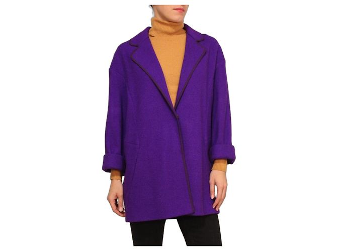 Autre Marque Andre Tan Purple Wool Blend Coat