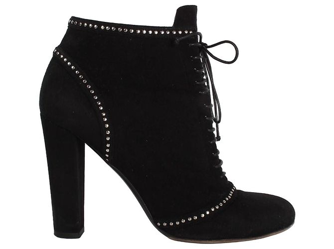 Tabitha Simmons Bottines à lacets en daim noir cloutées