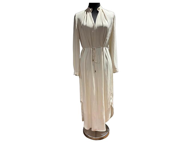Zimmermann Midi-Kleid Creme mit langen Ärmeln Roh