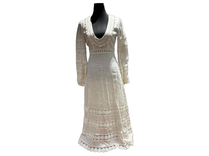 Zimmermann Vestido Maxi de Lino y Encaje Blanco