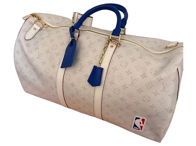 Louis Vuitton x NBA Monogram Sac de voyage Keepall 55 Gris Blanc Bleu