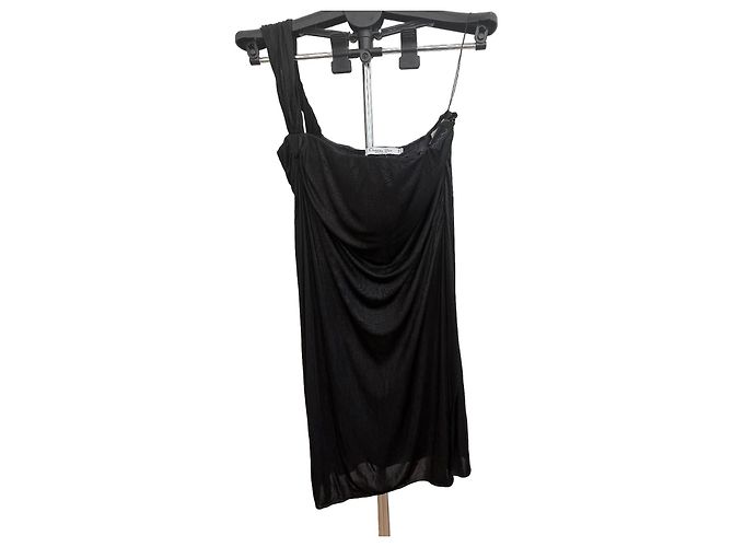 Christian Dior Vestido de Noche Drapeado Asimétrico Negro