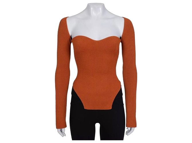 NWT KHAITE Orange geripptes Langarm-Top - Größe S Gebraucht