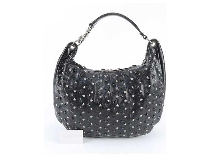 Borsa a tracolla Jimmy Choo Sky Bag in pelle con borchie a stella Nero Argento