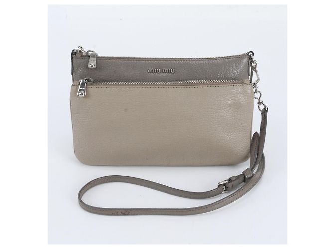 Borsa a tracolla in pelle Miu Miu Beige